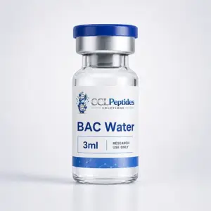 CCL Peptides BAC Water 3ml research-use vial with clean branded label and blue cap