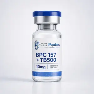 CCL Peptides BPC 157 and TB500 10mg research-use blend vial with premium branded label
