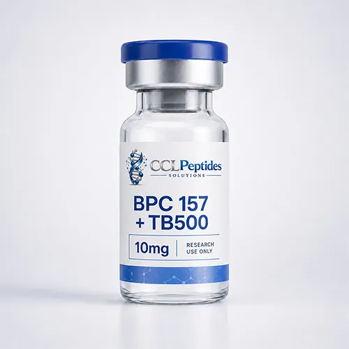 CCL Peptides BPC 157 and TB500 10mg research-use blend vial with premium branded label